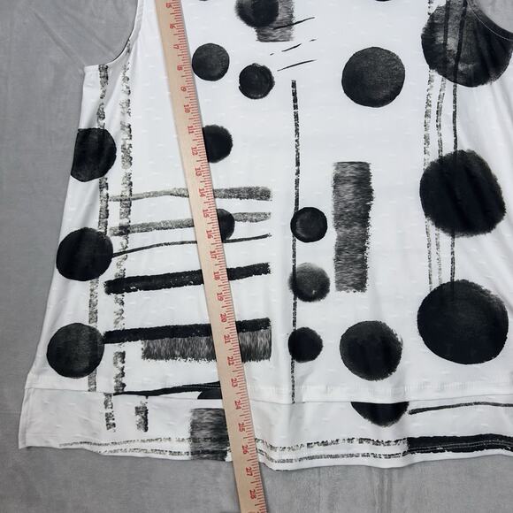 Jess & Jane Sleeveless Top Large Black White Cowl Neck Abstract Print Tunic Tank - Picture 5 of 10